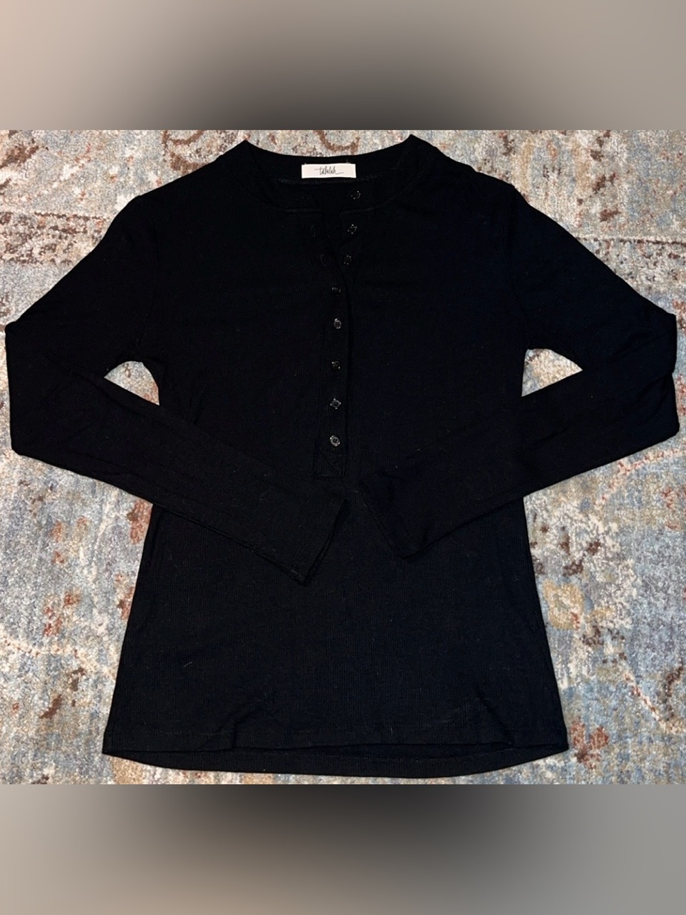 TALULAH Black Long Sleeve Henley Top